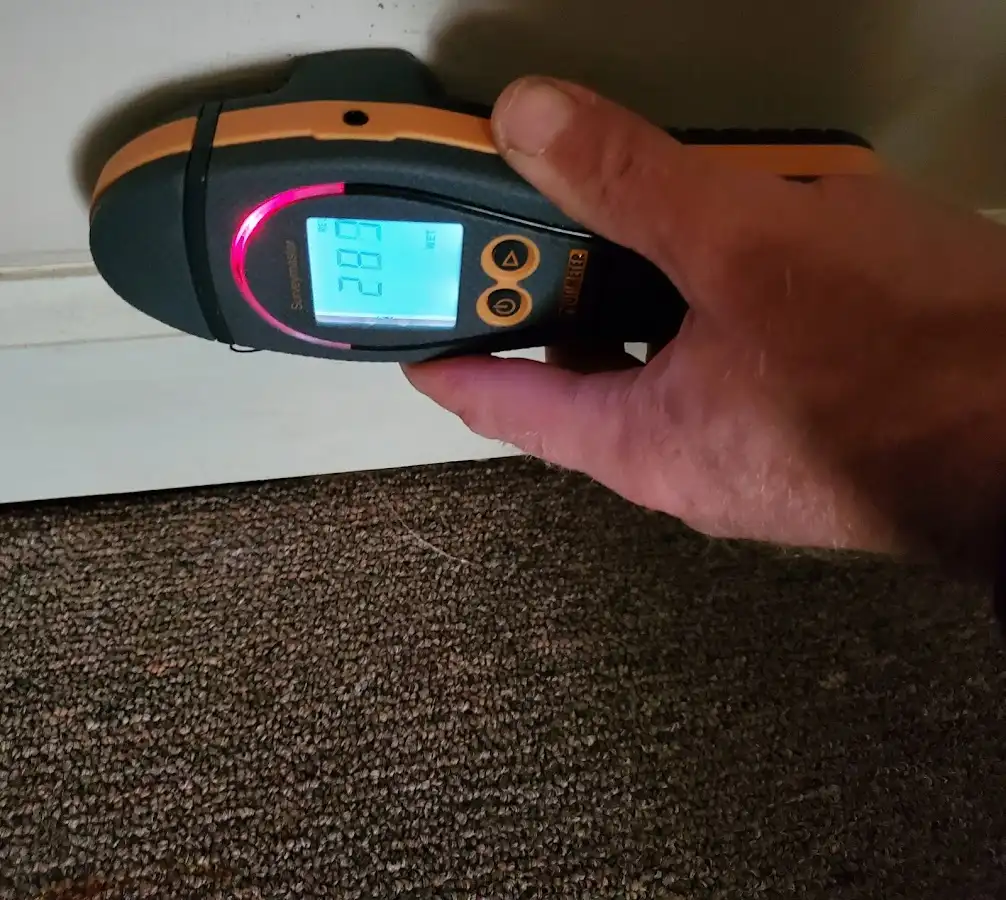 Moisture detection at baseboard during Mold Inspection & Testing in Makaha